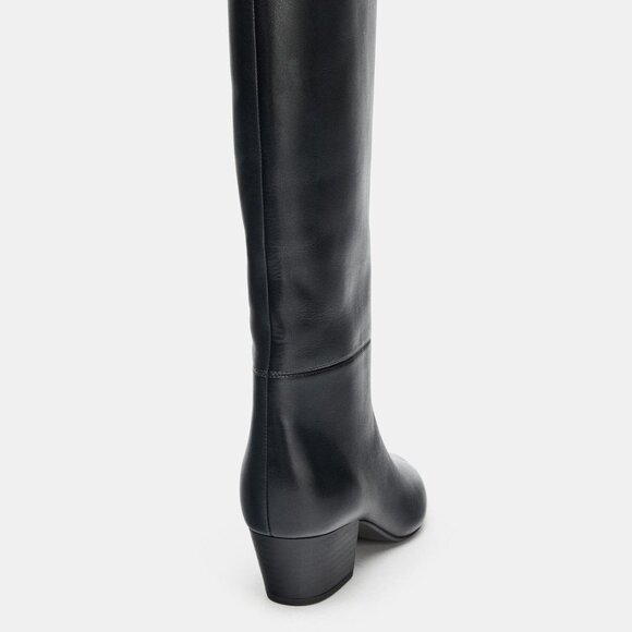 Zara Heeled Leather Boots, Black Size 8 - Picture 5 of 7